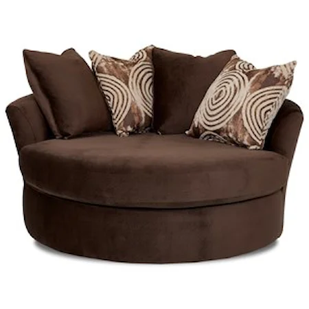 Athena Oversized Swivel Chair with Scattered Back Pillows